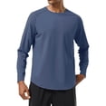 thumbnail image 1 of Riecok Long Sleeve Tee Shirts for Men Round Neck Solid Color Pullover Fall Casual Fashion Basic Tops Blue L, 1 of 4
