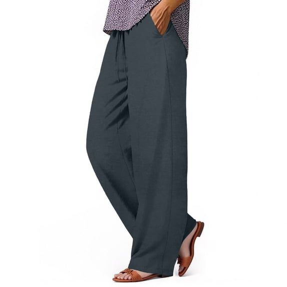 Riecok Lounge Pants for Women High Waist Drawstring Elastic Waist Solid Color Casual Plus Size Lounge Sweatpants with Pockets