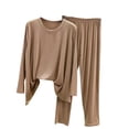 thumbnail image 1 of Riecok Loungewear Sets for Women 2 Piece Long Sleeve Tops and Elastic Waist Pants Solid Baggy Cozy Sleepwear, 1 of 4
