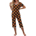 thumbnail image 1 of Riecok Loungewear Sets for Women Plus Size Short Sleeve Tops and Capris Plaid Print Comfortable Soft Sleepwear, 1 of 5