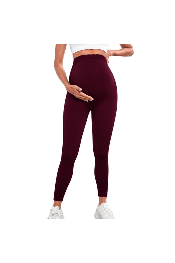 Maternity Leggings High Waisted Stretchy Pregnancy Leggings Solid Breathable Support Belly Workout Yoga Pants