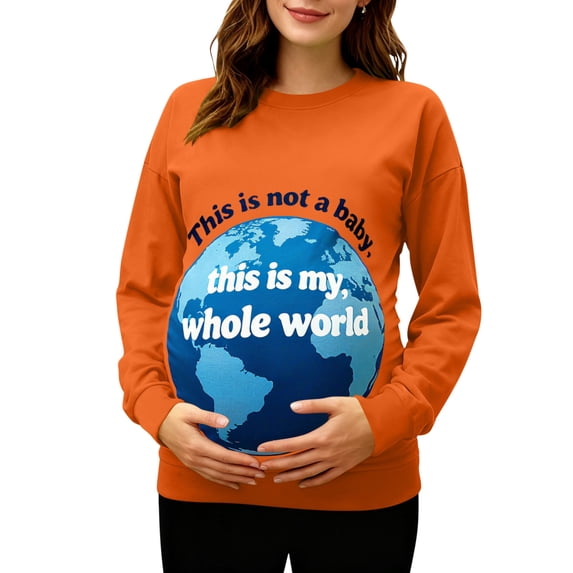 Riecok Maternity Sweatshirts for Women Crewneck Pullover Funny Printed Long Sleeve Tops Trendy Oversized Clothes