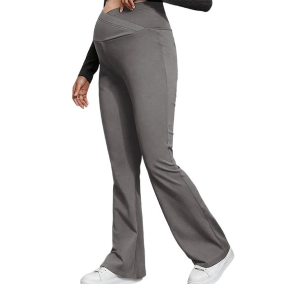 Riecok Maternity Yoga Pants High Waisted Stretchy Flare Leg Loungewear Pants Solid Support Belly Activewear Leggings