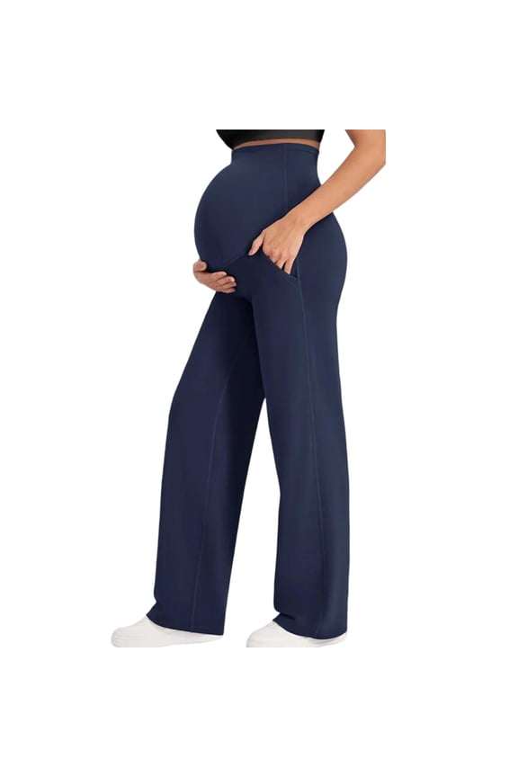 Maternity Yoga Pants Plus Size High Waisted Stretchy Wide Leg Pregnancy Leggings Solid Support Belly Activewear Pants