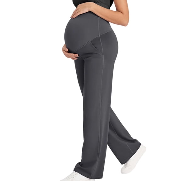 Riecok Maternity Yoga Pants Plus Size High Waisted Stretchy Wide Leg Pregnancy Leggings Solid Support Belly Activewear Pants