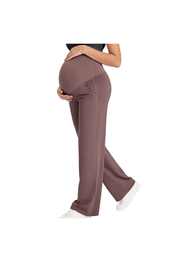 Maternity Yoga Pants Plus Size High Waisted Stretchy Wide Leg Pregnancy Leggings Solid Support Belly Activewear Pants