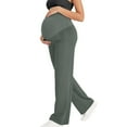 thumbnail image 1 of Riecok Maternity Yoga Pants Plus Size High Waisted Stretchy Wide Leg Pregnancy Leggings Solid Support Belly Activewear Pants, 1 of 7