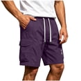 thumbnail image 1 of Riecok Men Cargo Shorts with Pockets Elastic Waist Drawstring Quick Dry Workout Shorts Solid Summer Hiking Clothes, 1 of 8