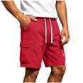 thumbnail image 1 of Riecok Men Cargo Shorts with Pockets Elastic Waist Drawstring Quick Dry Workout Shorts Solid Summer Hiking Clothes, 1 of 9