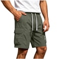 thumbnail image 1 of Riecok Men Cargo Shorts with Pockets Elastic Waist Drawstring Quick Dry Workout Shorts Solid Summer Hiking Clothes, 1 of 8