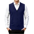 thumbnail image 1 of Riecok Men Vest Sweater Sleeveless V Neck Button down Sweaters Lightweight Solid Winter Tops with Pockets Navy XL, 1 of 5
