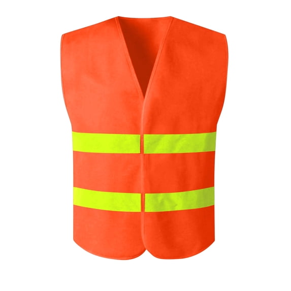 Riecok Men's Workwear Vest V Neck Sleeveless Jackets Yellow Reflective Coats Breathabke Lighweight Work Outerwear