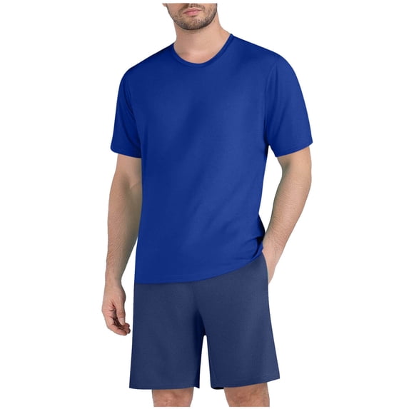 Riecok Mens 2 Piece Short Set Breathable Short Sleeve T Shirt Shorts Summer Workout Tracksuits Running Outfit Set