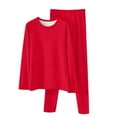 thumbnail image 1 of Riecok Mens Base Layer Set Seamless Round Neck Solid Color High Elasticity Winter Warm Sport Underwear Set Red XXL, 1 of 3