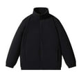 thumbnail image 1 of Riecok Mens Blouse Stand up Collar Long Sleeve Zip up Casual Athletic Tops for Men Black 4XL, 1 of 3