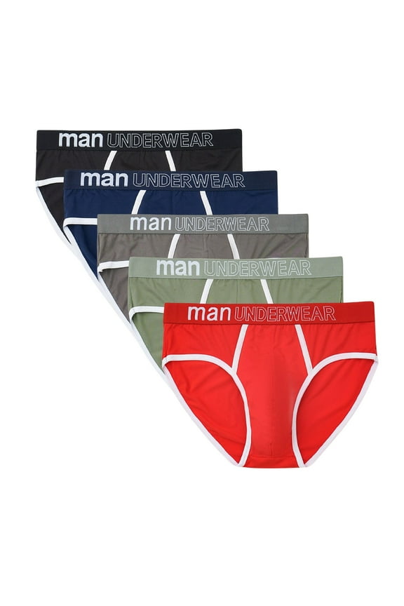 Mens Briefs Underwear Pack Low Rise Stretch Breathable Casual Fashion Brief Underwear Multicolor XXXL
