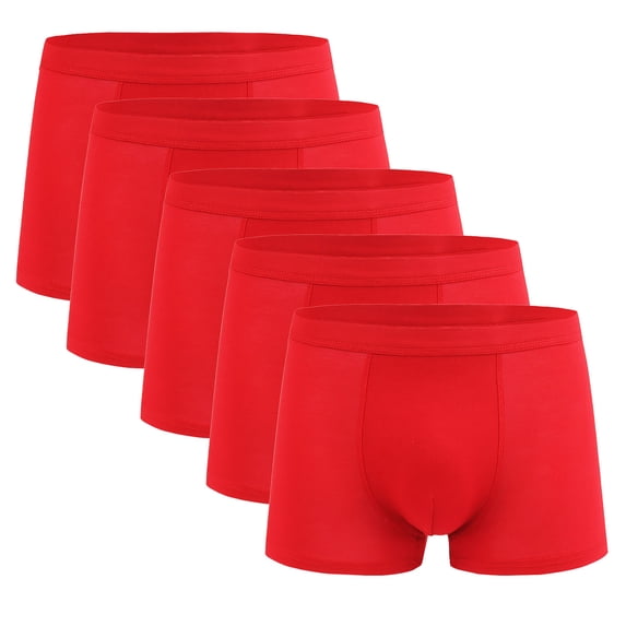 Riecok Mens Briefs Underwear Pack Mid-Rise Stretch Breathable Fashion Soft Athletic Underpants 5PC Red XXL