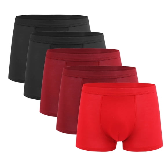 Riecok Mens Briefs Underwear Pack Mid-Rise Stretch Breathable Fashion Soft Athletic Underpants 5PC Wine L