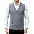 thumbnail image 1 of Riecok Mens Button Sweater Vest Sleeveless V Neck Cardigans Lightweight Solid Winter Tops with Pockets Gray XL, 1 of 6