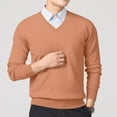 thumbnail image 1 of qelini Mens Cable Knit Sweater V Neck Pullover Sweaters Solid Long Sleeve Tops Classic Comfortable Fall Blouses, 1 of 4