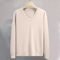 thumbnail image 1 of qelini Mens Cable Knit Sweater V Neck Pullover Sweaters Solid Long Sleeve Tops Classic Comfortable Fall Blouses, 1 of 5