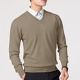 thumbnail image 1 of qelini Mens Cable Knit Sweater V Neck Pullover Sweaters Solid Long Sleeve Tops Classic Comfortable Fall Blouses, 1 of 4