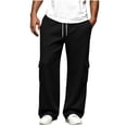 thumbnail image 1 of Riecok Mens Cargo Sweatpants with Pockets Open Bottom Elastic Waist Drawstring Pants Pull on Wide Leg Sweat Pant Workout Fall Trouser Black 2XL, 1 of 8