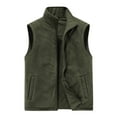 thumbnail image 1 of Riecok Mens Cargo Vest Stand up Collar Sleeveless Jackets Fleece Zip up Coats with Pockets Casual Outerwear, 1 of 4