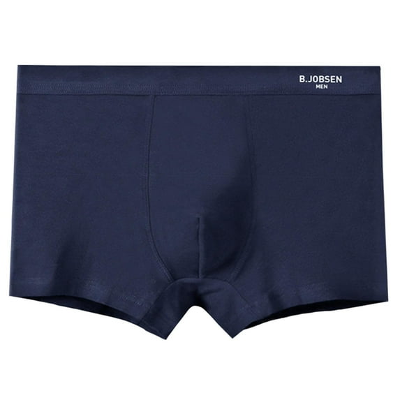 Riecok Mens Cotton Briefs Mid-Rise Stretch Breathable Soft Comfortable Tagless Plat Brifes Dark Blue L