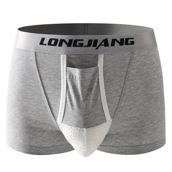 Riecok Mens Cotton Briefs Short Leg Mid-Rise Stretch Breathable Covered Waistband Boxer Briefs Gray S