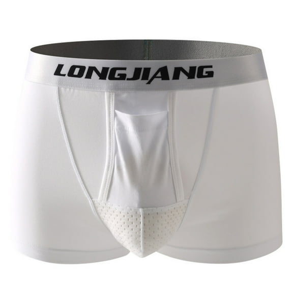 Riecok Mens Cotton Briefs Short Leg Mid-Rise Stretch Breathable Covered Waistband Boxer Briefs White S