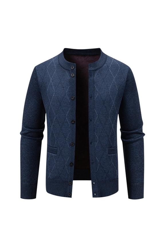 Mens Crew Neck Sweater Stretchy Knitted Sweaters Solid Strech Button down Long Sleeve Tops Thermal Warm Blouses