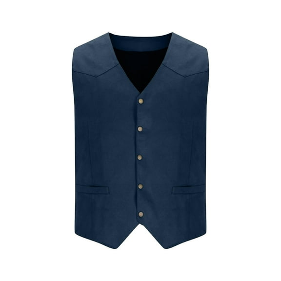 Riecok Mens Dress Vest V Neck Sleeveless Jackets Button down Coats Formal Business Outerwear for Wedding Party