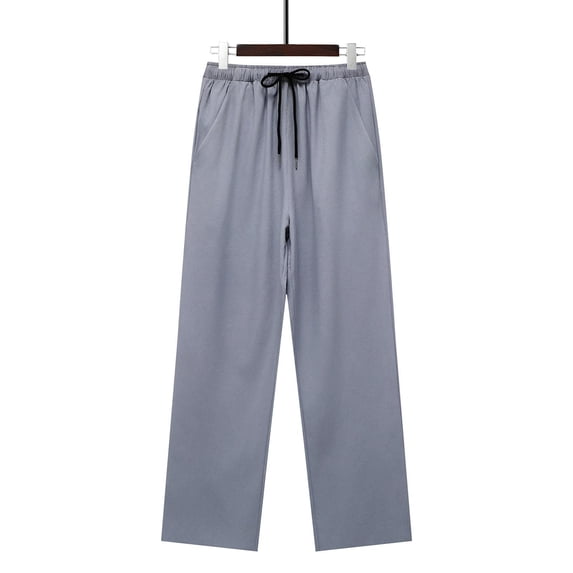 Riecok Mens Elastic Waist Pants Wide Leg Palazzo Pant Drawstring Solid Stylish Trousers with Pockets Gray 4XL