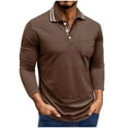 thumbnail image 1 of Riecok Mens Everyday Shirts Lapel Long Sleeve Half Button Comfortable Casual Fashion Mens Clothes Coffee S, 1 of 7