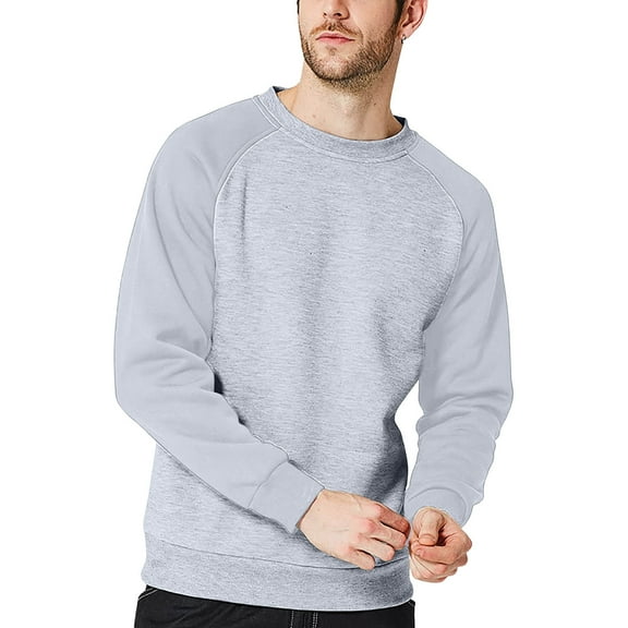 Riecok Mens Everyday Shirts Round Neck Long Sleeve Raglan Fall Casual Fashion Basic Tops with Pocket Gray M