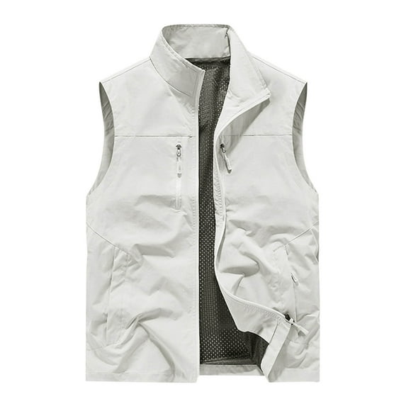 Riecok Mens Fall Vest Stand up Collar Sleeveless Jackets Zip up Coats with Pockets Casual Athletic Outerwear