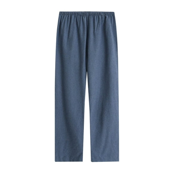 Riecok Mens Flannel Sleep Pants Elastic Waist Soft Cozy Pajama Bottoms Solid Color Trendy Fuzzy Lounge Pants Blue XL