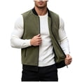thumbnail image 1 of Riecok Mens Fleece Vests for Outdoors Sleeveless Stand Collar Zip up Jackets Thermal Solid Warm Casual Outerwear with Pockets Army Green XL, 1 of 5