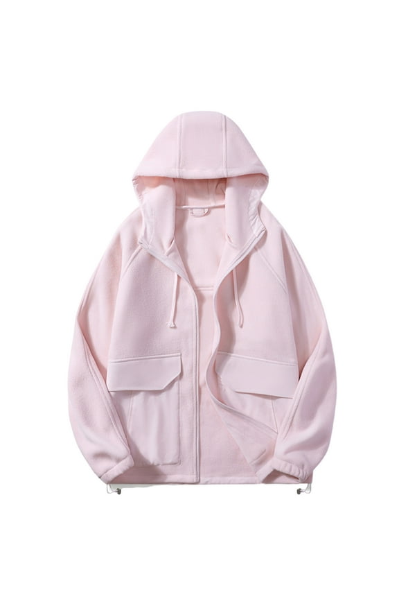 Mens Full Zip Fleece Jacket Long Sleeve Hooded Jackets Fuzzy Drawstring Coats with Pockets Casual Winter Outetwear