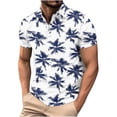 thumbnail image 1 of Riecok Mens Hawali Shirts Short Sleeve Collared Pullover Hawali Printed Button Down Mesh Tee Shirts Beach Vacation Tops, 1 of 5
