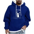 thumbnail image 1 of Riecok Mens Hoodies Pullover Drawstring Solid Color Long Sleeve Tops with Pocket Comfortable Hooded Coat Blue L, 1 of 5