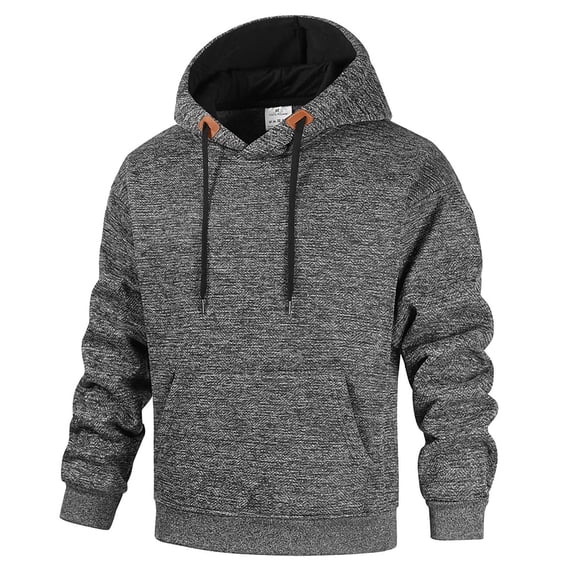 Riecok Mens Hoodies Pullover Drawstring Solid Color Long Sleeve Tops with Pocket Trendy Sweatshirts Dark Gray 3XL
