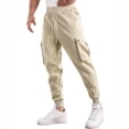 thumbnail image 1 of Riecok Mens Jogger Sweatpants with Pockets Elastic Waist Drawstring Pants Pull on Tapered Pant Solid Workout Fall Trouser Beige XL, 1 of 7