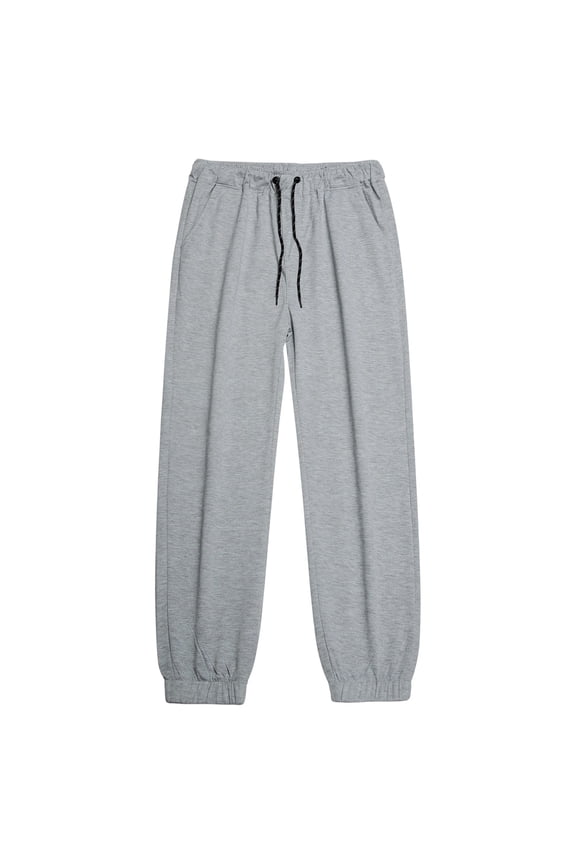 Mens Jogger Sweatpants with Pockets Elastic Waist Drawstring Pants Pull on Tapered Pant Solid Workout Fall Trouser Gray 2XL