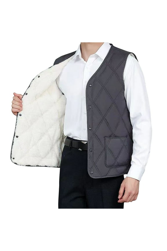 Mens Lightweight Vests V Neck Sleeveless Jackets Fleece Button down Coats with Pockets Casual Trendy Outerwear