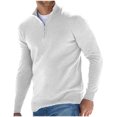 thumbnail image 1 of qelini Mens Quarter Zip Sweater Collared Pullover Knitted Sweaters Solid Long Sleeve Tops Dressy Casual Blouses, 1 of 3