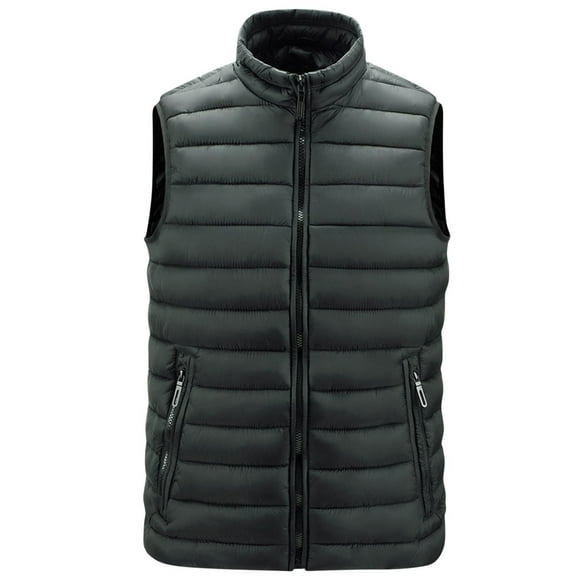 Riecok Mens Quilted Vest Stand up Collar Sleeveless Jackets Zip up Coats with Pockets Casual Comfortable Outerwear