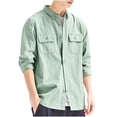 thumbnail image 1 of Riecok Mens Shirt Jacket Long Sleeve Collared Solid Color Coat Casual Lightweight Clothes Mint Green 3XL, 1 of 7