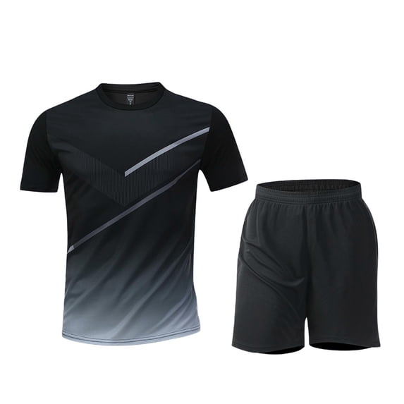 Riecok Mens Short Sets 2 Piece Outfits Big and Tall Short Sleeve T Shirt Shorts Summer Tracksuits Running Gym Clothing Set